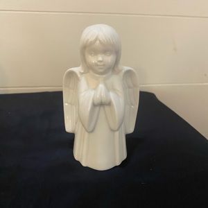 Vintage COTY White Bisque Porcelain 4.5" Praying Angel Figurine Pomander Shaker